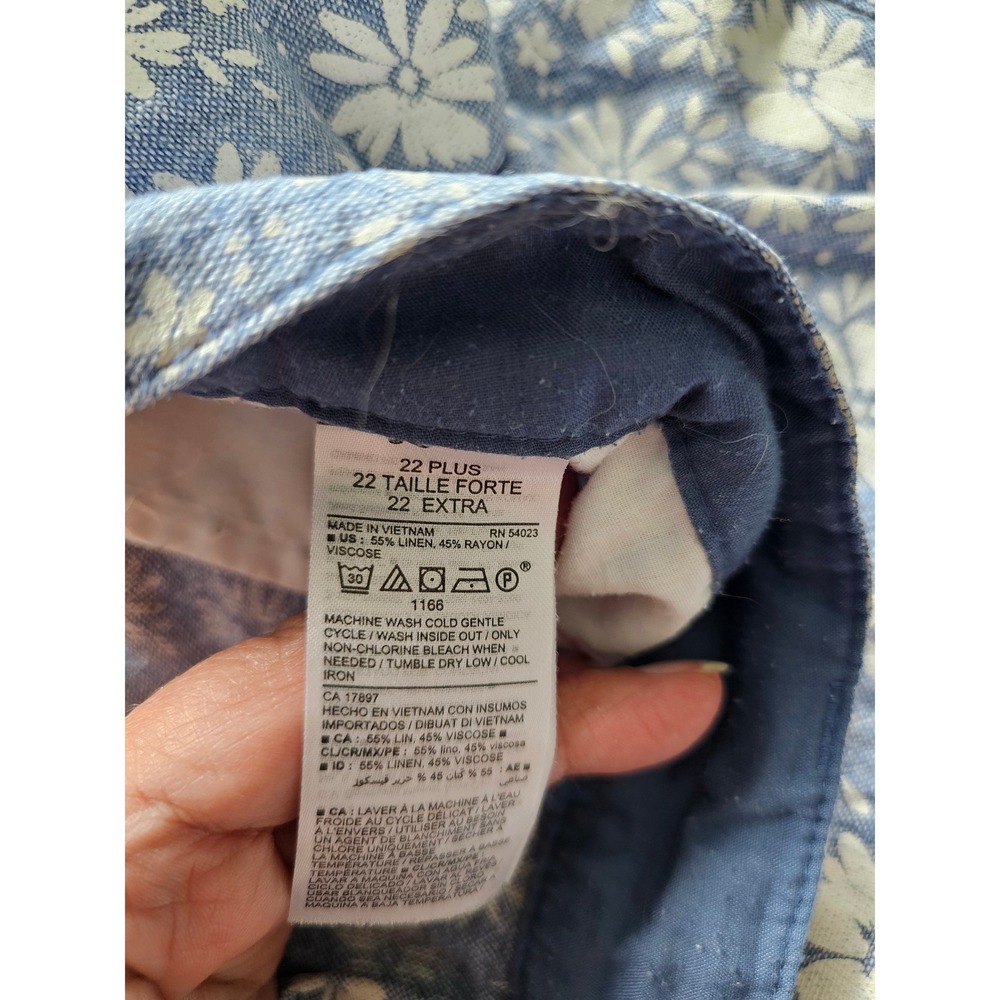 Old Navy Everyday Short Womens 22 Plus Blue Floral Linen Blend High Rise Good - Picture 7 of 7